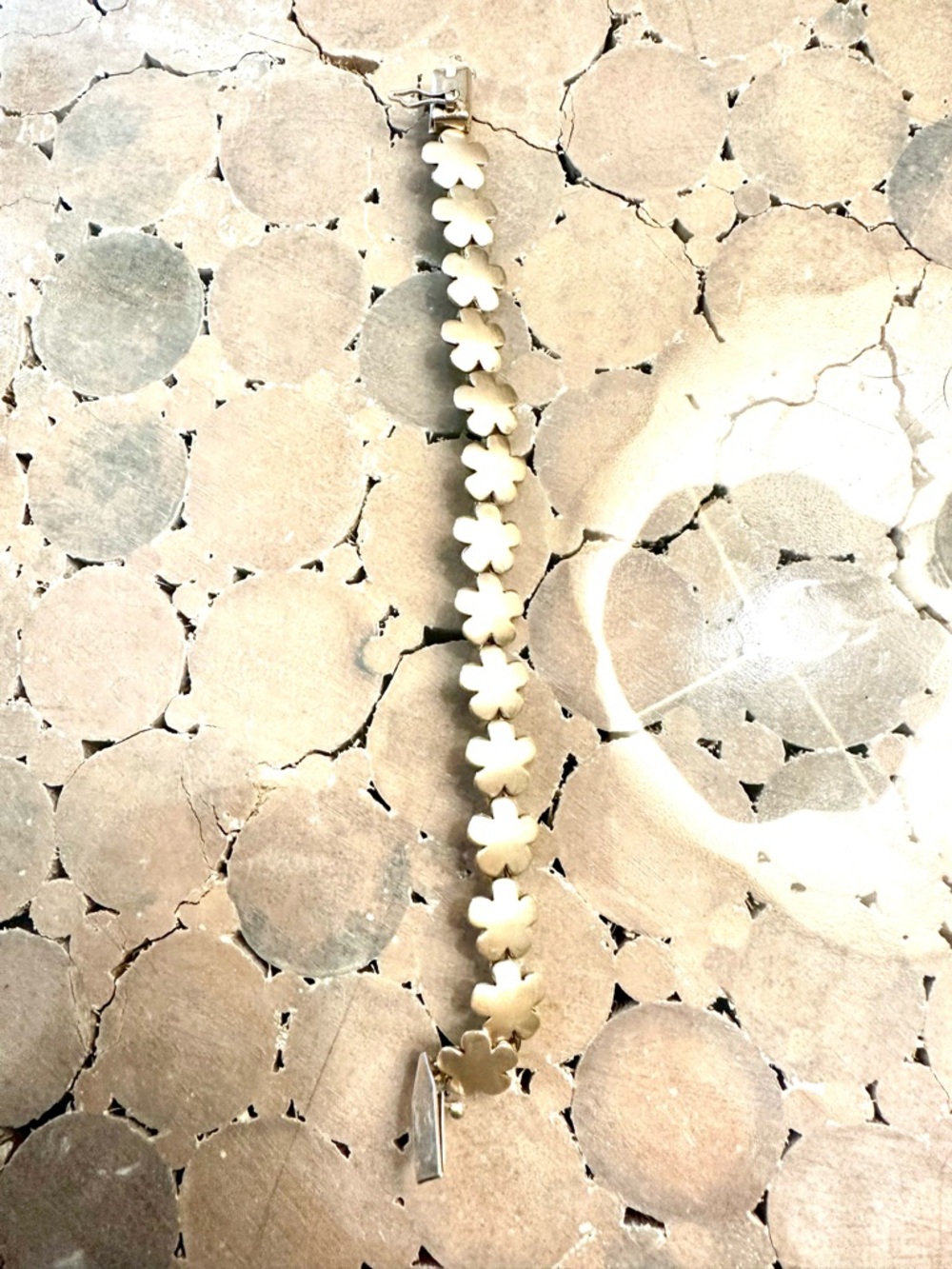 Sterling silver dainty flower bracelet, handmade, with sturdy clasp